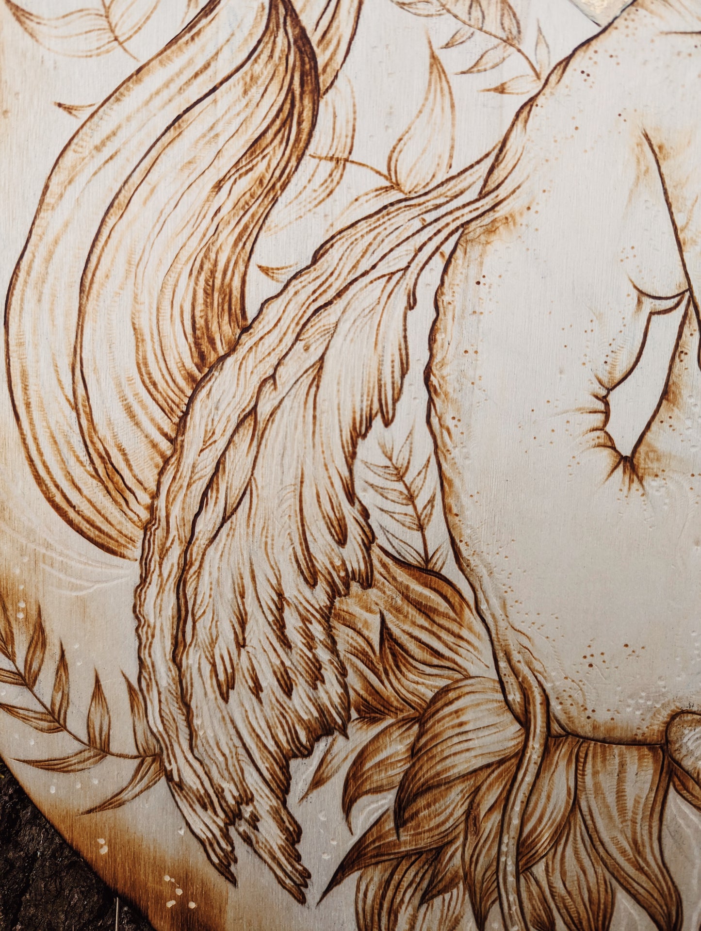 "Fae, Born Of Ferns" Pyrography Original Artwork