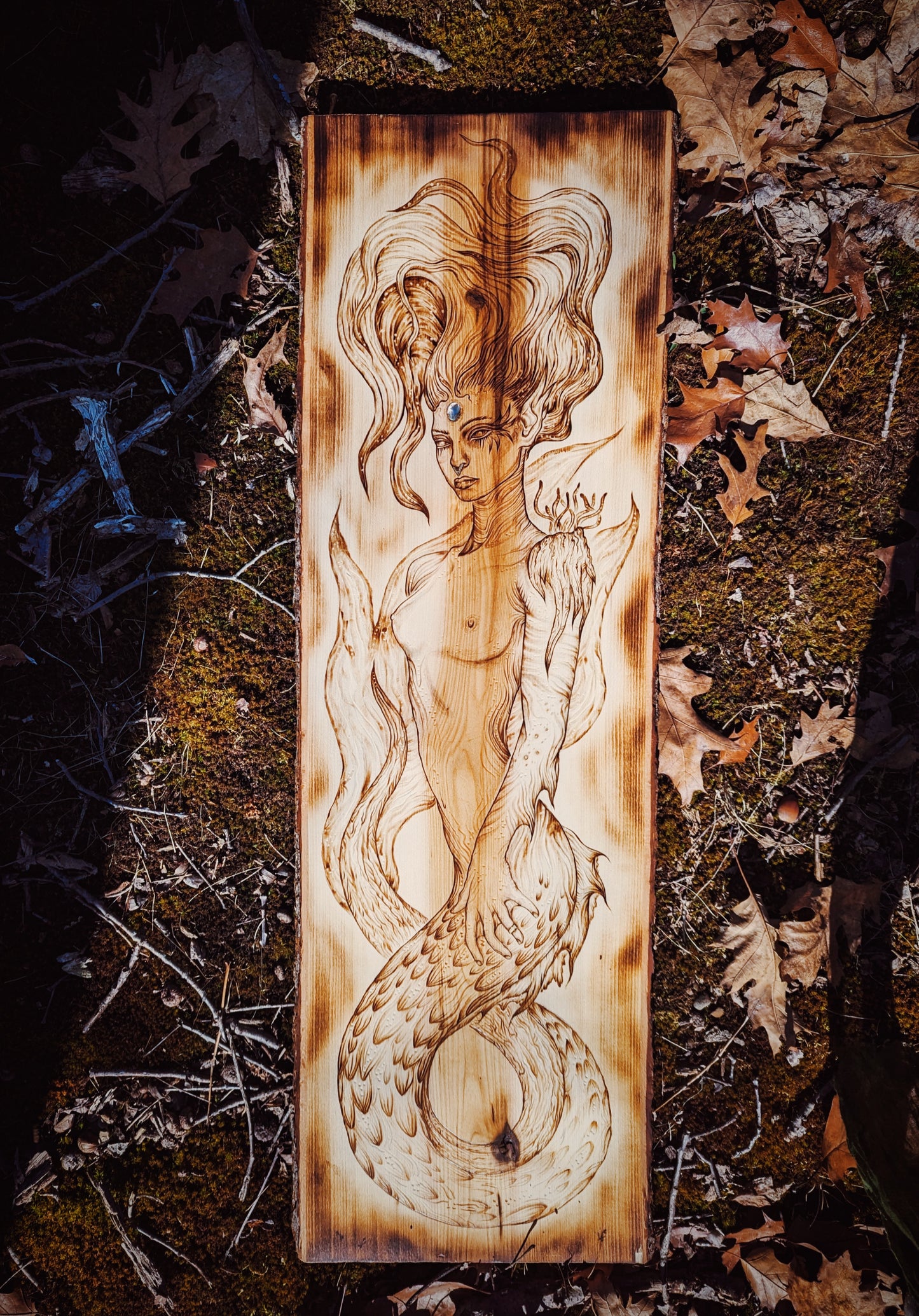 "She Is Water" Pyrography Original Artwork