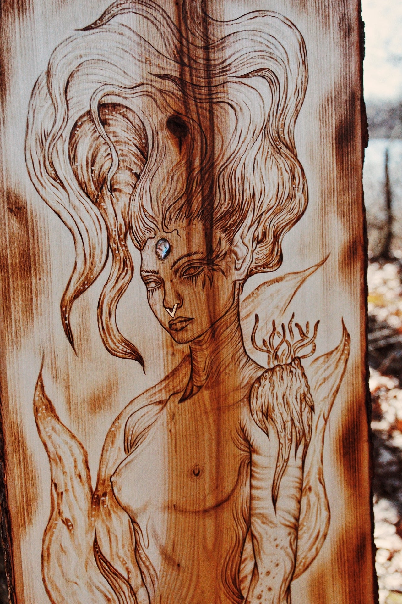 "She Is Water" Pyrography Original Artwork