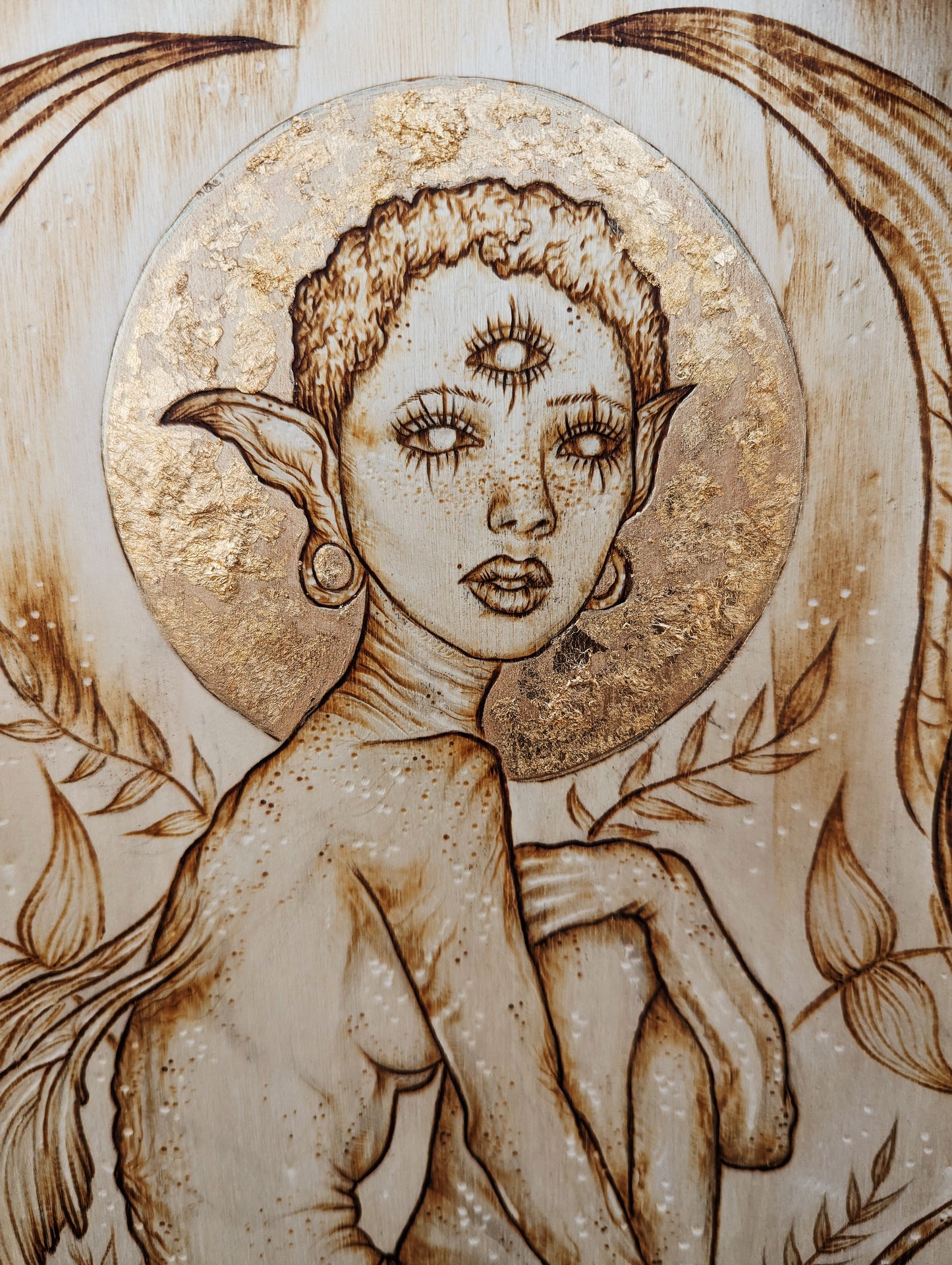 "Fae, Born Of Ferns" Pyrography Original Artwork