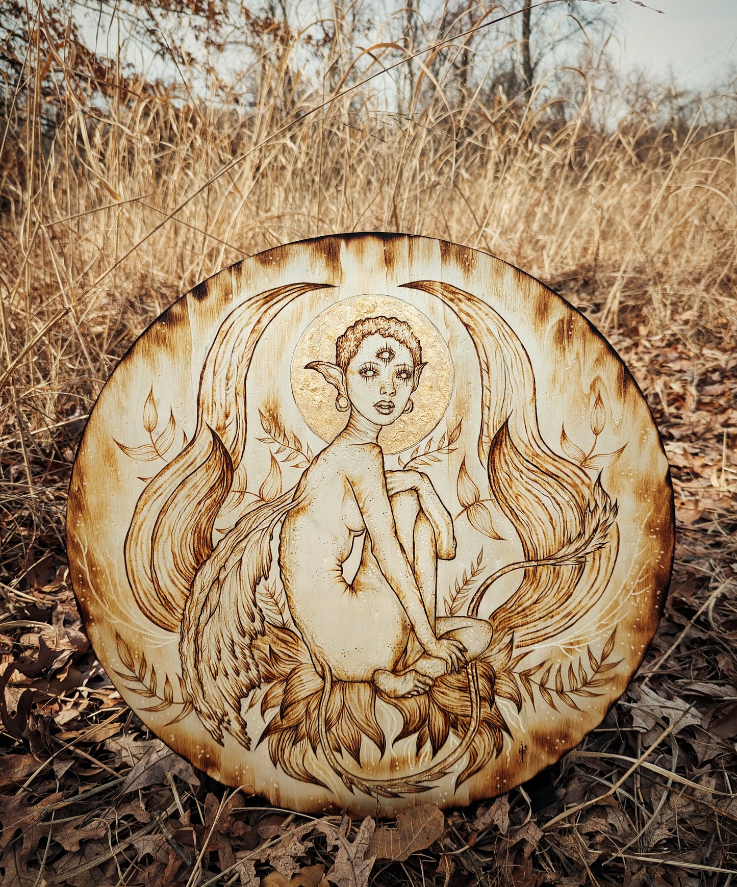 "Fae, Born Of Ferns" Pyrography Original Artwork
