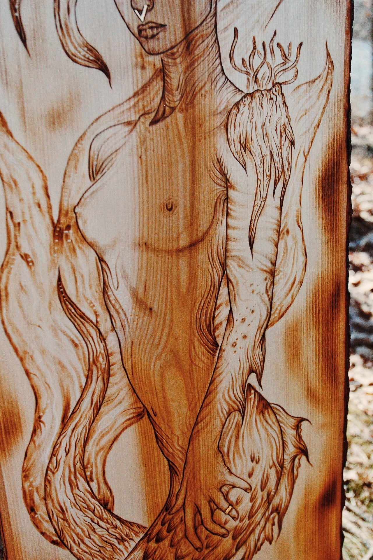 "She Is Water" Pyrography Original Artwork