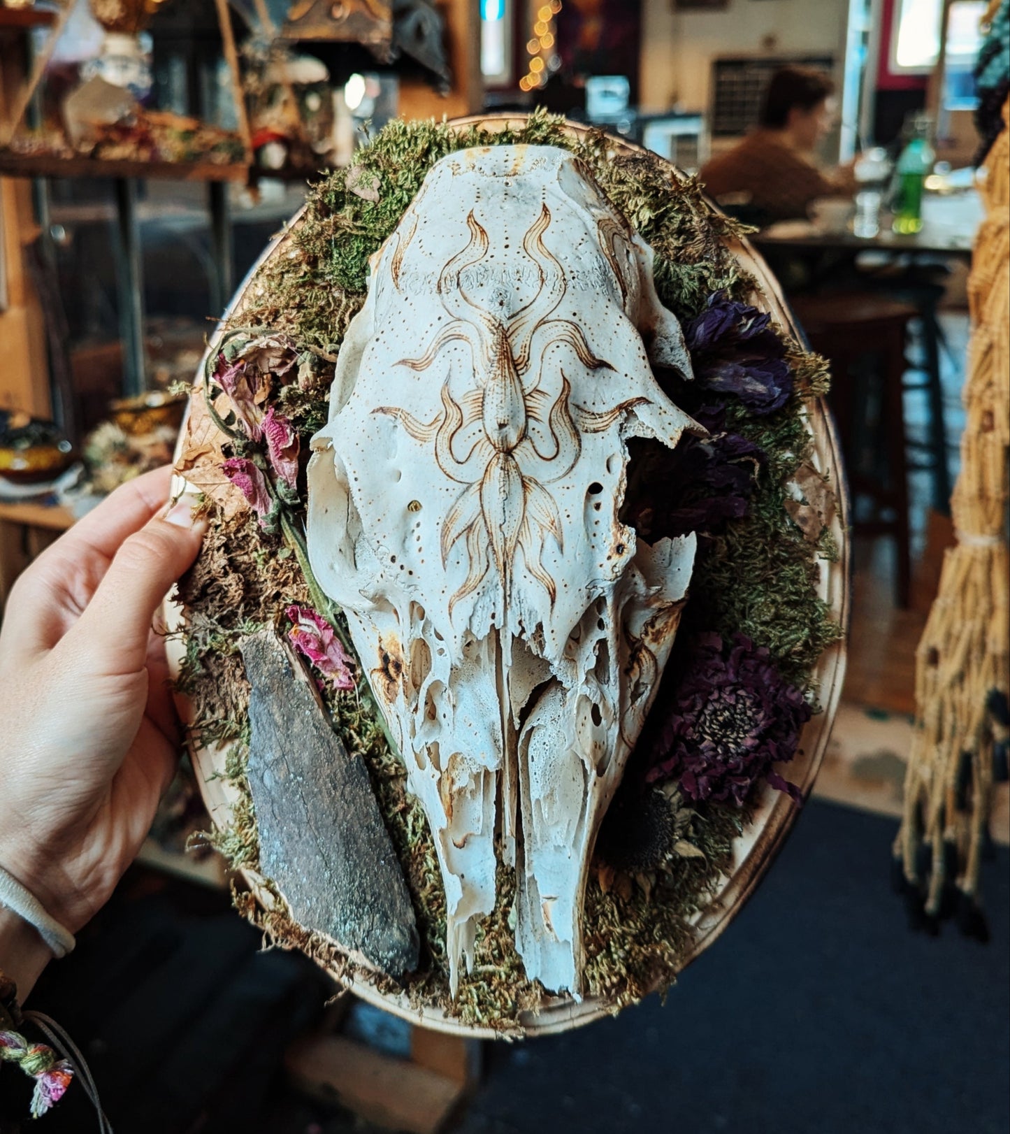 Mandala Pyrography Deer Skull