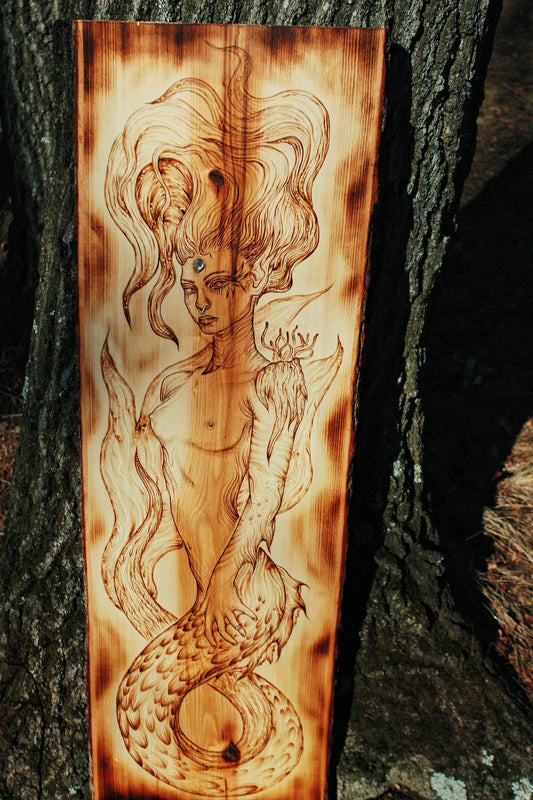 "She Is Water" Pyrography Original Artwork