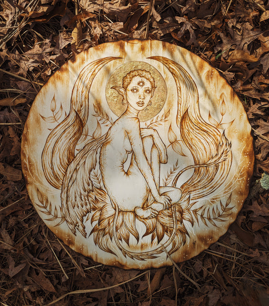 "Fae, Born Of Ferns" Pyrography Original Artwork